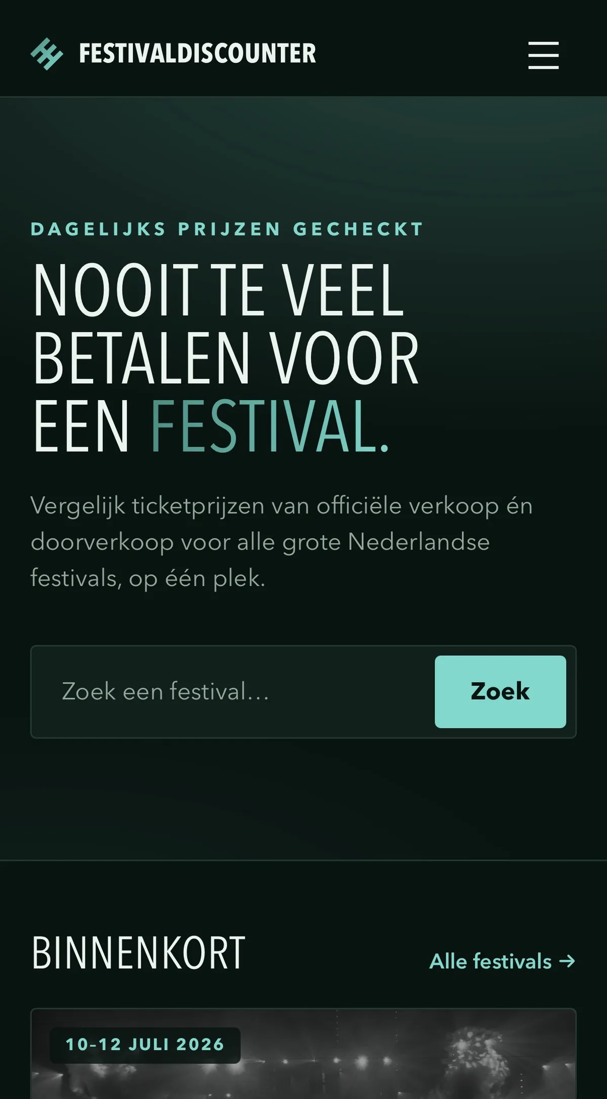 Festivaldiscounter op mobiel