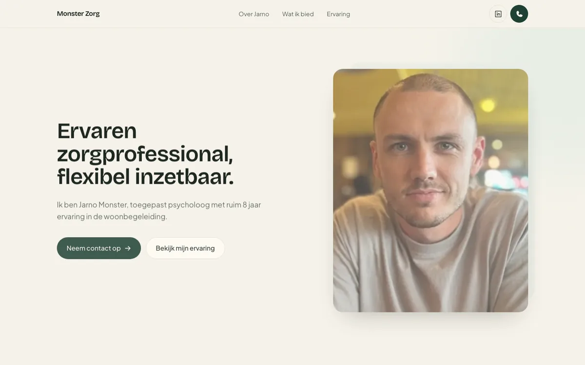Website van Monster Zorg op desktop